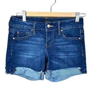 Celebrity Pink, Size 0, Dark Wash Denim Shorts, Raw Hem, Rose Gold Hardware, EUC